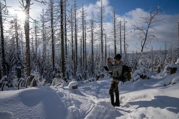 Gipfelbereich der Achtermannshoehe im Winter, Harz